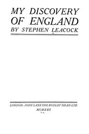 Cover of: My discovery of England by Stephen Leacock