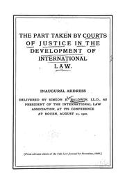 Cover of: The part taken by courts of justice in the development of international law