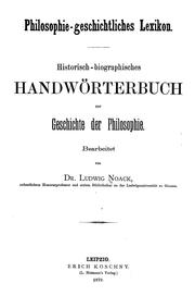 Cover of: Philosophie-geschichtliches Lexikon by Noack, Ludwig