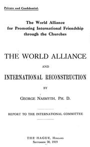 Cover of: The World alliance and international reconstruction