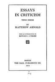 Cover of: Essays in criticism