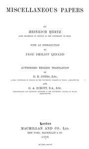 Cover of: Miscellaneous papers by Heinrich Hertz