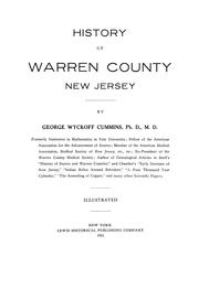 Cover of: History of Warren County, New Jersey