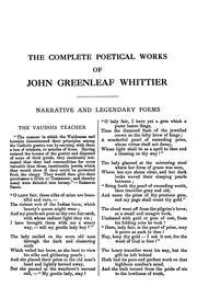 Cover of: The complete poetical works of John Greenleaf Whittier