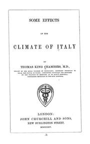 Cover of: Some effects of the climate of Italy