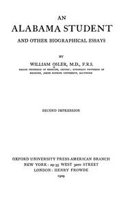 Cover of: An Alabama student, and other biographical essays by Sir William Osler