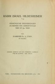Rabbi Israel Hildesheimer by A. Cohn