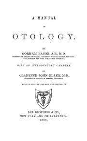 Cover of: A manual of otology