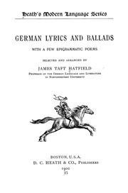 Cover of: German lyrics and ballads by James Taft Hatfield