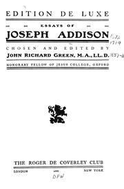 Cover of: Essays of Joseph Addison