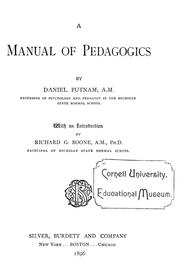 Cover of: A manual of pedagogics