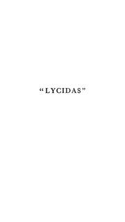 Cover of: "Lycidas"