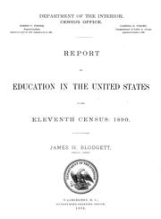 Cover of: Report on education in the United States at the eleventh census: 1890