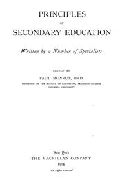 Cover of: Principles of secondary education, written by a number of specialists