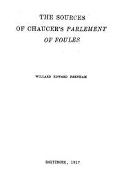 Cover of: The sources of Chaucer's Parlement of foules by Willard Farnham