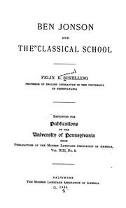 Cover of: Ben Jonson and the classical school