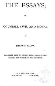 Cover of: The essays by Francis Bacon