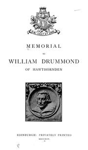 Cover of: Memorial to William Drumond, of Hawthorden by 