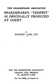 Cover of: Shakespeare's 'Tempest' as originally produced at court by Ernest Philip Alphonse Law