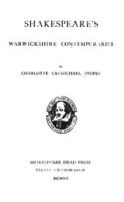 Cover of: Shakespeare's Warwickshire contemporaries