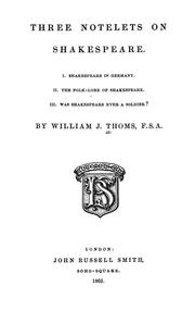 Cover of: Three notelets on Shakespeare