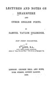 Cover of: Lectures and notes on Shakspere and other English poets