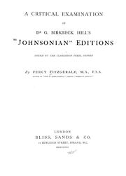Cover of: A critical examination of Dr. G. Birkbeck Hill's "Johnsonian" editions