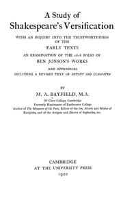 Cover of: A study of Shakespeare's versification by M. A. Bayfield