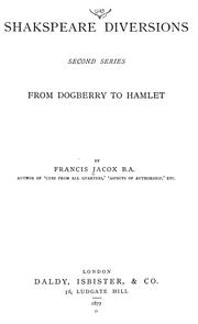 Cover of: Shakespeare diversions by Francis Jacox, Francis Jacox