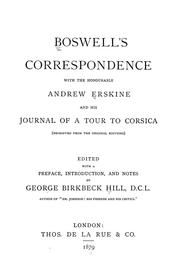 Cover of: Boswell's correspondence with the Honourable Andrew Erskine by James Boswell