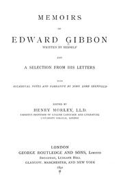 Cover of: Memoirs of Edward Gibbon | Edward Gibbon