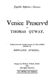 Cover of: Venice preserv'd