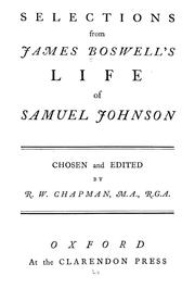 Cover of: Selections from James Boswell's Life of Samuel Johnson