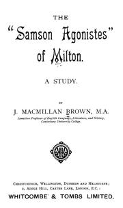 Cover of: The "Samson Agonistes" of Milton: a study