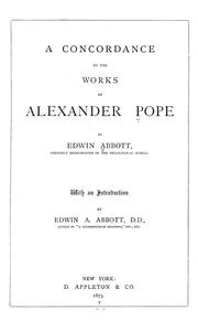 Cover of: A concordance to the works of Alexander Pope by Edwin Abbott