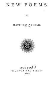 Cover of: New Poems by Matthew Arnold