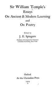 Cover of: Essays on ancient & modern learning and on poetry
