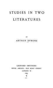 Cover of: Studies in two literatures