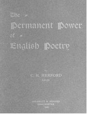 Cover of: The permanent power of English poetry