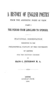 Cover of: A history of English poetry from the aesthetic point of view.: The period from Langland to Spenser