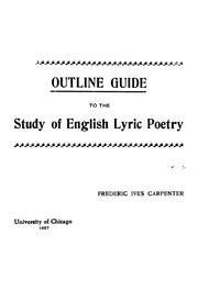 Cover of: An outline guide to the study of English lyric poetry