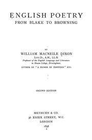 Cover of: English poetry from Blake to Browning by Dixon, W. Macneile