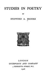 Cover of: Studies in poetry by Brooke, Stopford Augustus