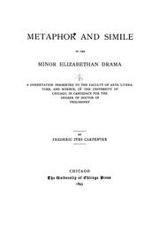 Cover of: Metaphor and simile in the minor Elizabethan drama