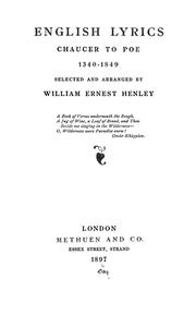 Cover of: English lyrics by William Ernest Henley, William Ernest Henley