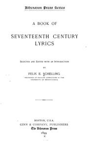 Cover of: A book of seventeenth century lyrics: selected and edited, with an introd