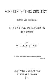 Cover of: Sonnets of this century by Sharp, William