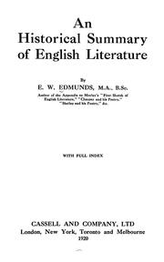 Cover of: An historical summary of English literature: by E.W. Edmunds