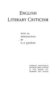 Cover of: English literary criticism