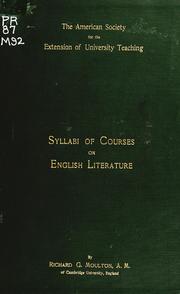 Cover of: Syllabi of courses on English literature